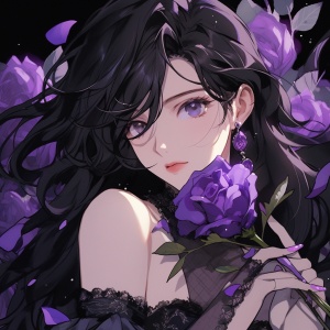 紫色美女的神秘魅力与完美身材
