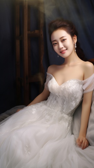 20岁中国女孩穿白婚纱趴卧床上拍摄超真实大片
