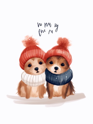 Cozy Danish Winter: 2 Puppies Celebrating Happy New Year
