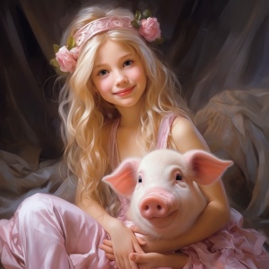 可爱粉色猪猪女孩