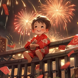 动画环境中的欢乐红色新年景深设计