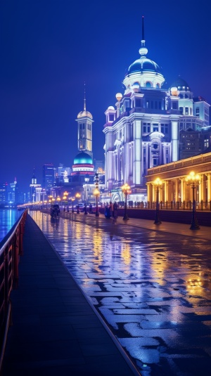 上海外滩夜景，东方明珠。