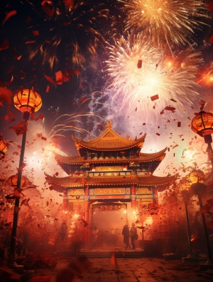 有烟花的一组特近镜头在背景，劈啪作响的照明魔术，王琛，光剑，年2447，中国新年在上海，中国鬼节，烟花，烟火，烟花，年2134，：6烟雾弹