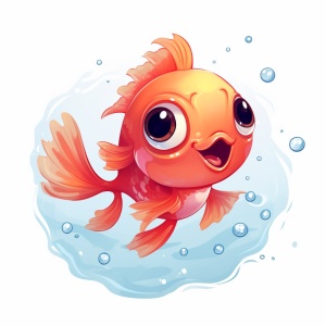 可爱红色鱼的多种姿势和表情