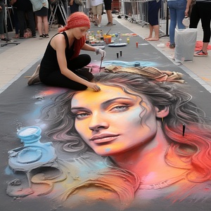 ccn art competition 2015 europe's top chalk artist photo, in the style of candid shots of famous figures, light red and dark azure, magewave, light yellow and dark black, beautiful, avocadopunk, depicts real life all of which have high-definition picture quality.super wide angle and all kinds of details, sparkling and crystal clear.8kv4ar 9:19