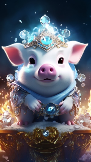 ion rendering,3D animation,movie poster,cinematic experience,the charm of Chinese zodiac pig in digital art