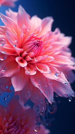 One kind of flower is pink, its petals are transparent, deep as sea water, crystal like dew, it can feel the loyalty and purity of love, 8K ,HD ar 9:16