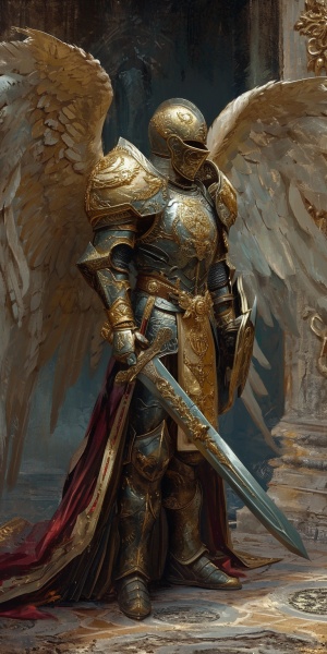 金色，骑士盔甲，羽翼