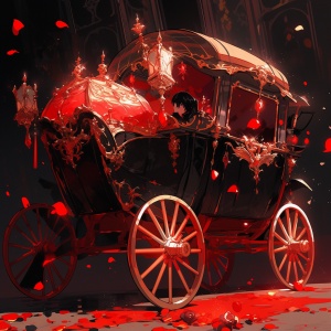 华丽钻石马车与梦幻红黑色玫瑰