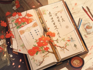 中国古代婚书，摆放在桌子上，安静的氛围