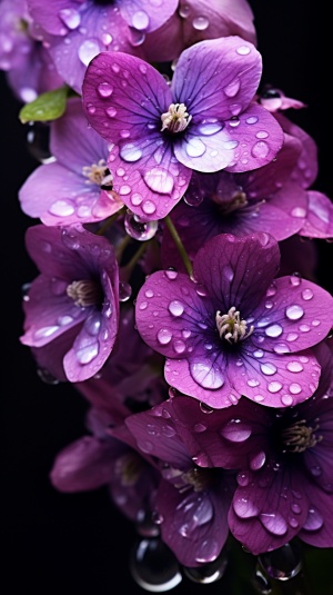 紫色花上的水滴