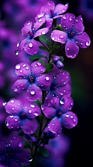 紫色的花，花上有水滴