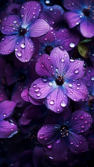 紫色花上的水滴