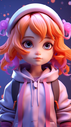 Cute Anime-Style 3D Render with Soft Colors and High Detail