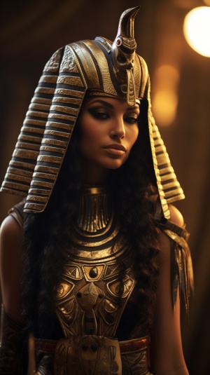金字塔背景下的古埃及女王