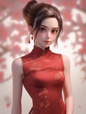 时尚年轻穿中国旗袍女人图片