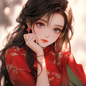 Charming Chinese Girl in Expressive Manga Style