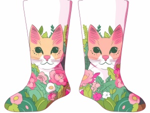 Cute Cat Socks in Tomokazu Matsuyama Style
