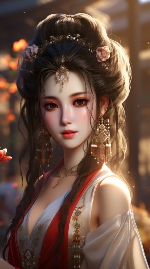 中国古风美少女在宫殿中的精致仙境