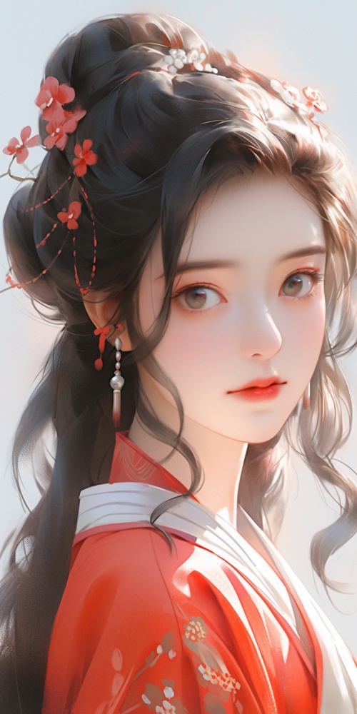 a close up of a woman wearing a red and blue dress, ancient chinese beauties, palace ， a girl in hanfu, wearing ancient chinese clothes, ancient chinese princess, inspired by Qiu Ying, beautiful character painting, chinese princess, ancient china art style, chinese empress, traditional beauty, inspired by Lan Ying, with ancient chinese aesthetic, traditional chinese niji 5 ar 3:4