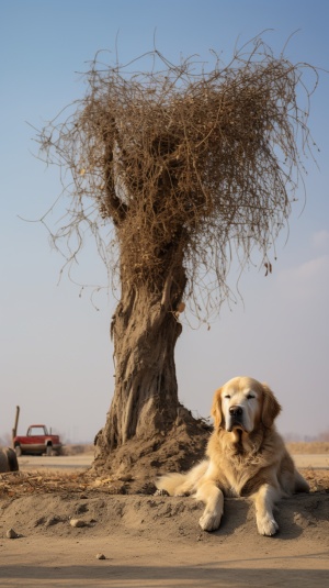 平原树下的狗