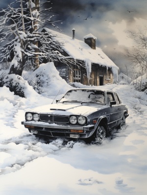 32k UHD汽车：覆雪与冰，foampunk、magewave风格