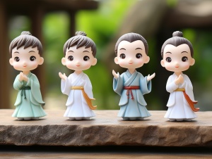 中国字符儿童雕像及可爱玩具描述