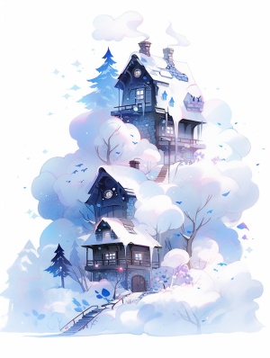 迷人的雪地房子