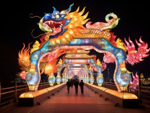 中国大门的人们走动，中国新年在上海，梦境与发光的帝国