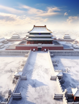 北京天安门广场和故宫的雪景
