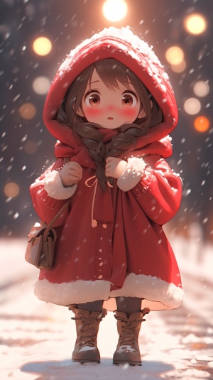 Winter Babygirl in Red: A Cute Christmas Scene