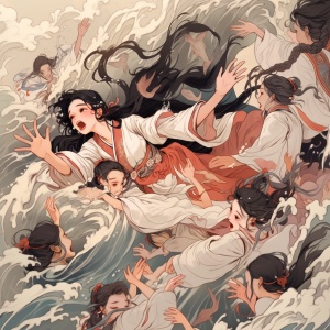 无畏女子救溺水者：湖面上的勇敢身影