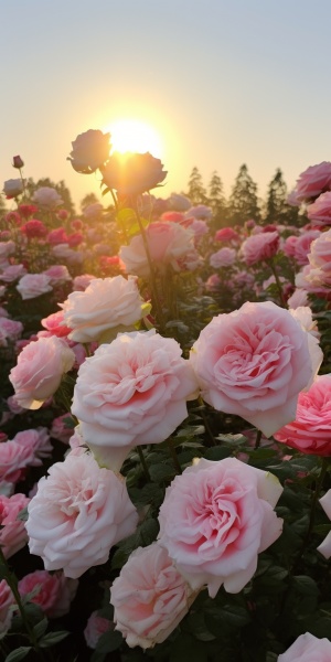 浪漫绽放的白色和粉色玫瑰：超现实的8k高清拍摄