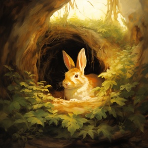 阳光洞口，兔子甜蜜睡