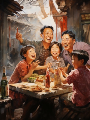 喜气洋洋的中国家庭