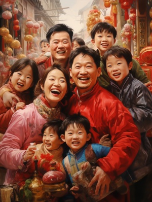 中国家庭的喜气洋洋，人物美，氛围热闹