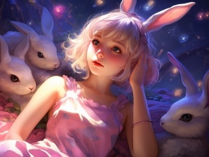 星星与可爱女孩的兔耳仙境