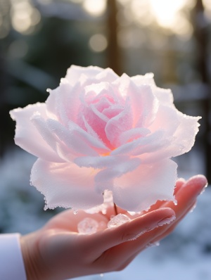 白雪玫瑰的冰花背景高清照