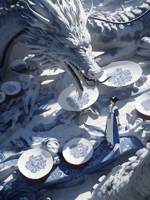 Drone View: Surreal Chinese Dragon Scene in Ultra HD