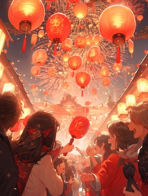 中国新年传统庆祝活动的美好时刻