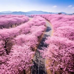 平视粉色樱花树的摄影纪实大师杰作