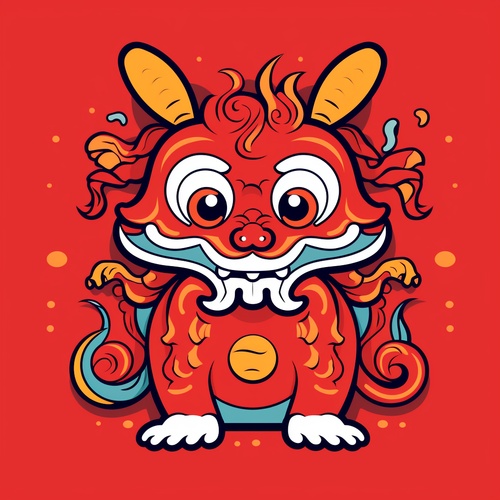 a super cute anthropomorphic chinese dragon image,Different expressions, minimalist, flat illustration, Clean background, Keith Haring Keith Haring, Simplified method, anthropomorphic, board drawing, niji 5