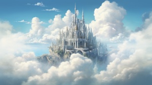 蔚蓝天空中的云上城堡
