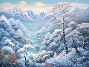 中国森林中的冬季绘画