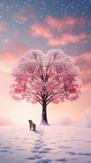 浪漫冬日的爱心树
