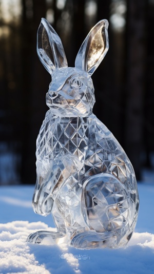 冬天室外冰雕兔