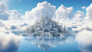 蓝天白云中的漂浮宫殿