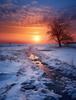 photography of landscape风景摄影 sunset in winter dusk冬天黄昏的日落 atmospheric大气sunset in winter dusk 神秘
