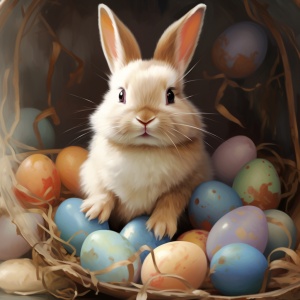 可爱兔子抱着彩蛋