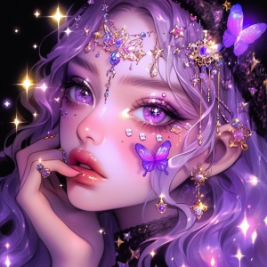 梦幻紫粉色的仙女与美人鱼少女的完美遇见